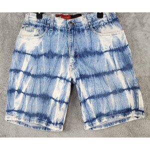 Levis Silver Tab Shorts Mens Size 34 Blue Denim Tie Dye Baggy 90s Vintage USA